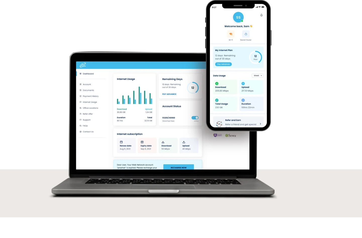 Web Networks account dashboard on a laptop and mobile phone